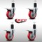 Service Caster 4'' SS Red Poly Swivel 1-5/8'' Expanding Stem Caster Set Total Lock Brake, 4PK SCC-SSEXTTL20S414-PPUB-RED-158-4 - alternate 2